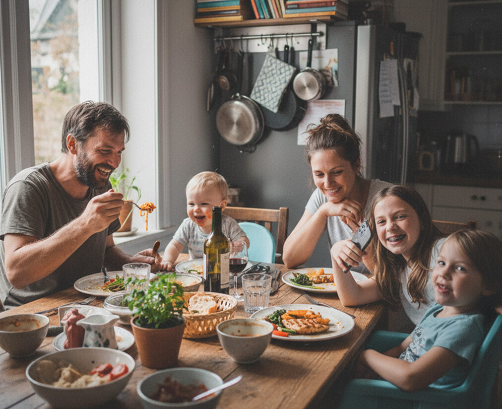 Family enjoying a meal together